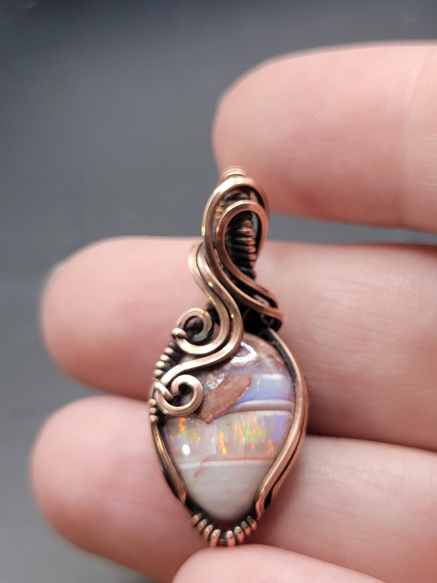 Mexican Fire Opal in Antiqued Copper