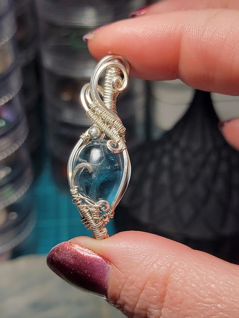 Blue Fluorite in Sterling Silver