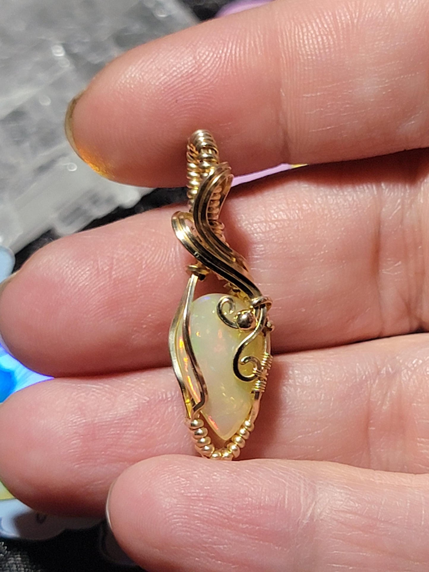 Natural Ethiopian Opal w/ Quarry Inlay in 14k Gold Filled