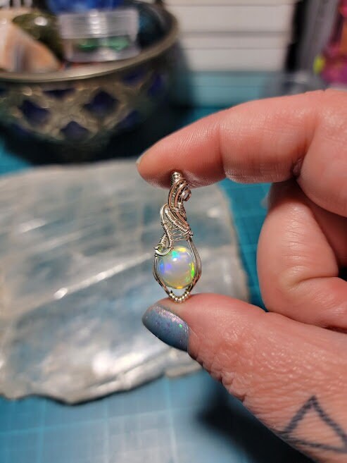 Natural Ethiopian Opal in Sterling Silver Pendant