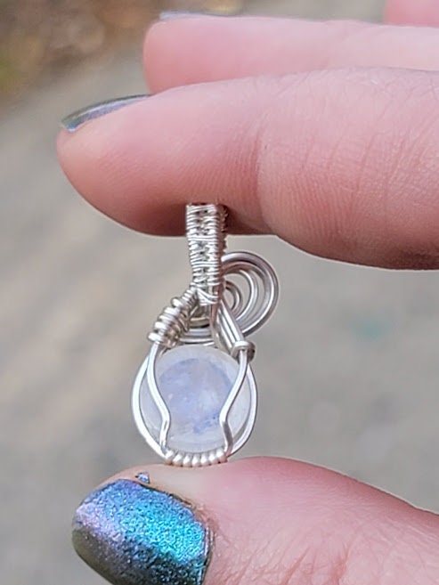 Dainty Rainbow Moonstone in .925 Sterling Silver