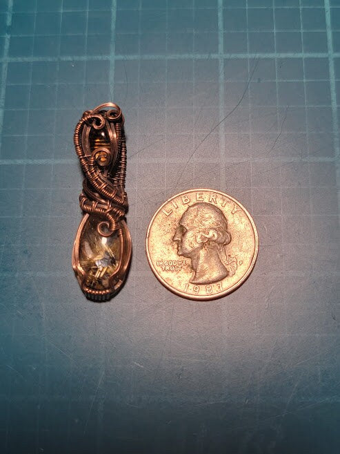 Golden Starburst Rutile Quartz w/ Citrine in Antiqued Copper