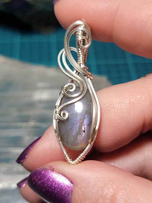Purple Flash Labradorite in Sterling Silver