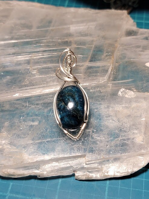 Blue Apatite in Sterling Silver Pendant