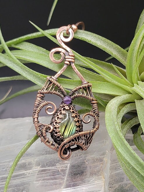 Labradorite w/ Amethyst in Antiqued Copper