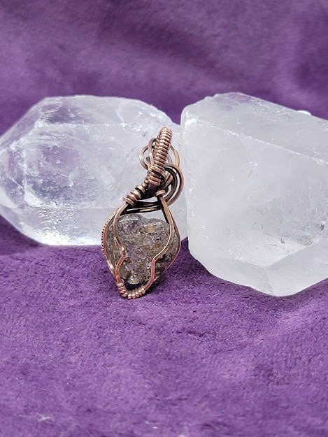 Garden Quartz Heart in Antiqued Copper