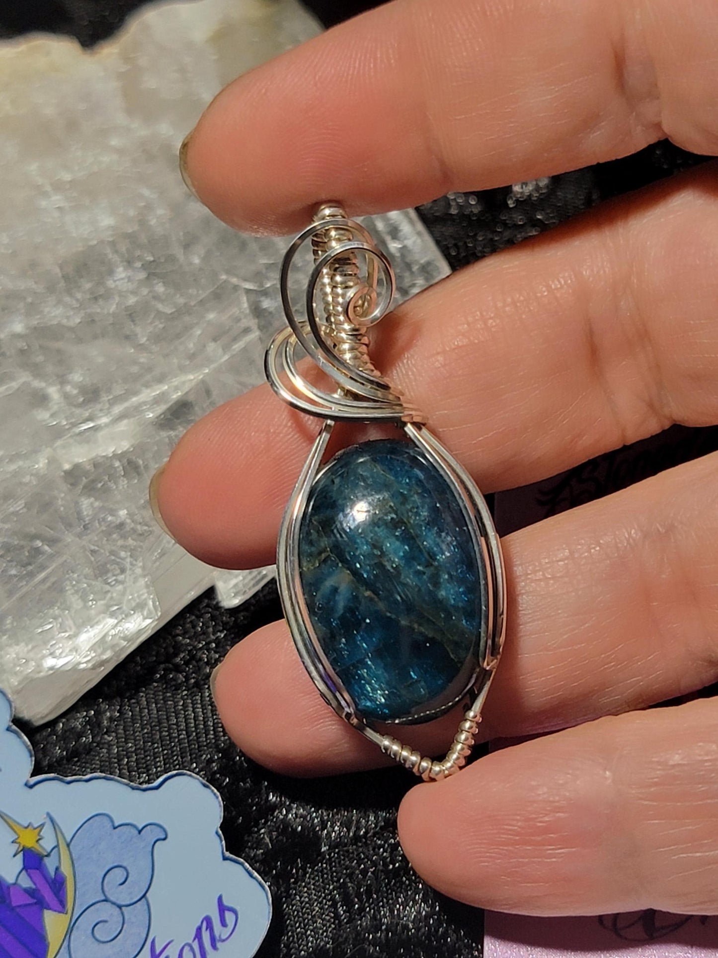 Blue Apatite in Sterling Silver Pendant