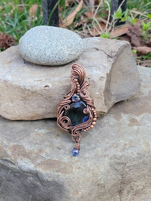 Labradorite w/ Mystic & Blue Topaz in Antiqued Copper