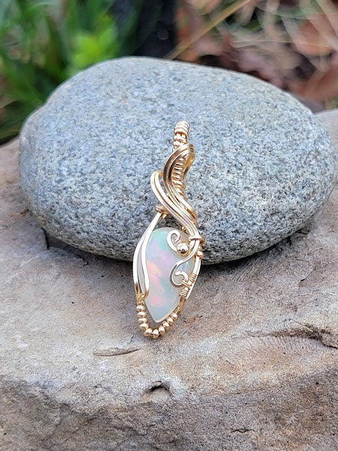 Natural Ethiopian Opal w/ Quarry Inlay in 14k Gold Filled