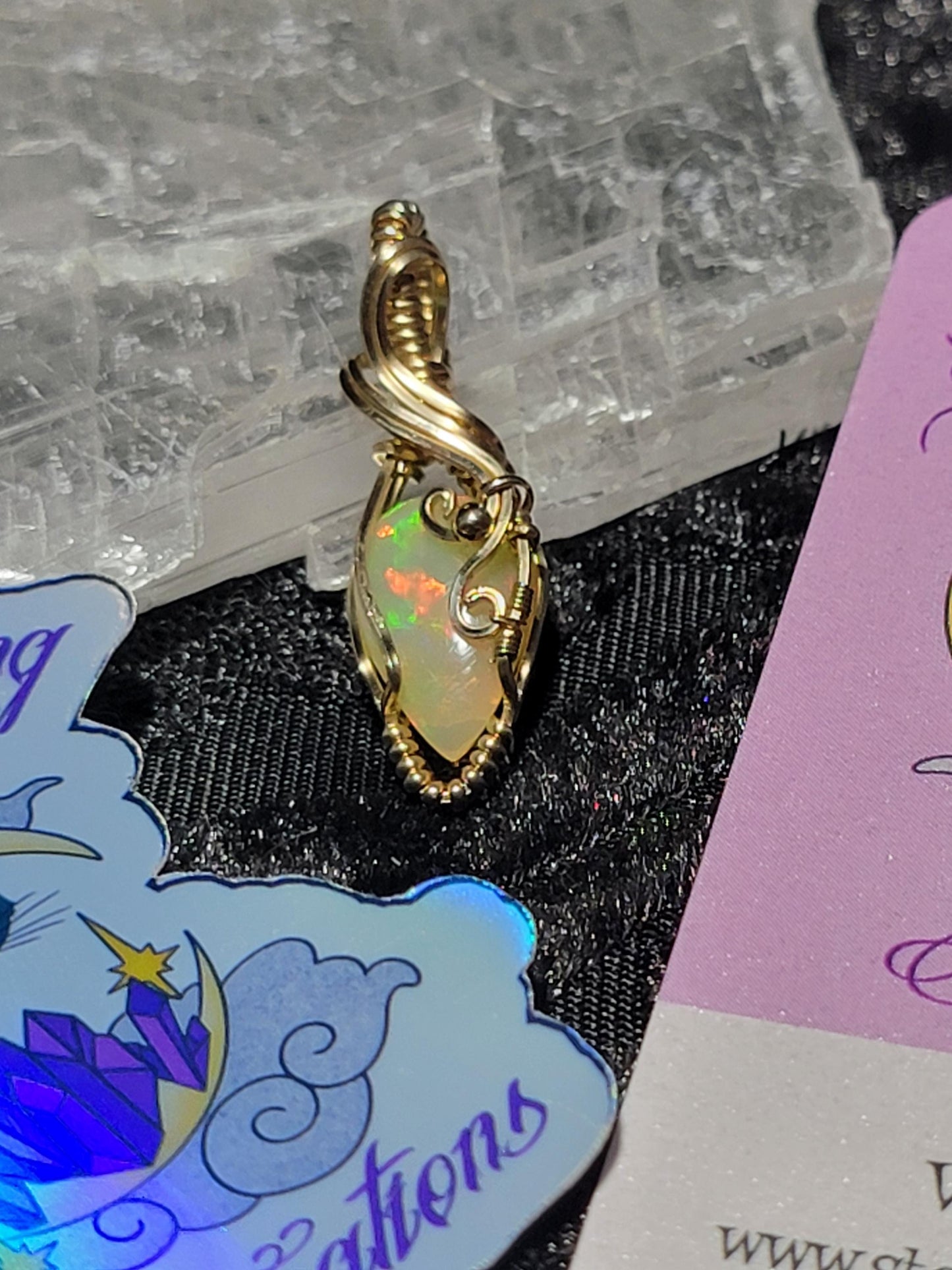 Natural Ethiopian Opal w/ Quarry Inlay in 14k Gold Filled
