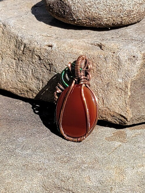 Red Agate Pumpkin in Antiqued Copper