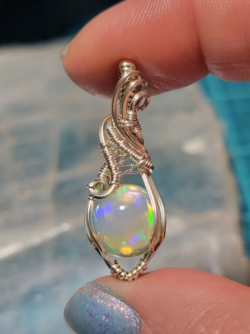 Natural Ethiopian Opal in Sterling Silver Pendant