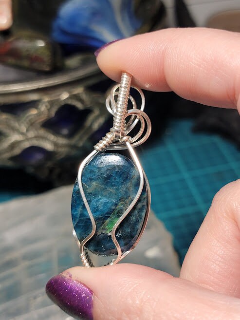 Blue Apatite in Sterling Silver Pendant