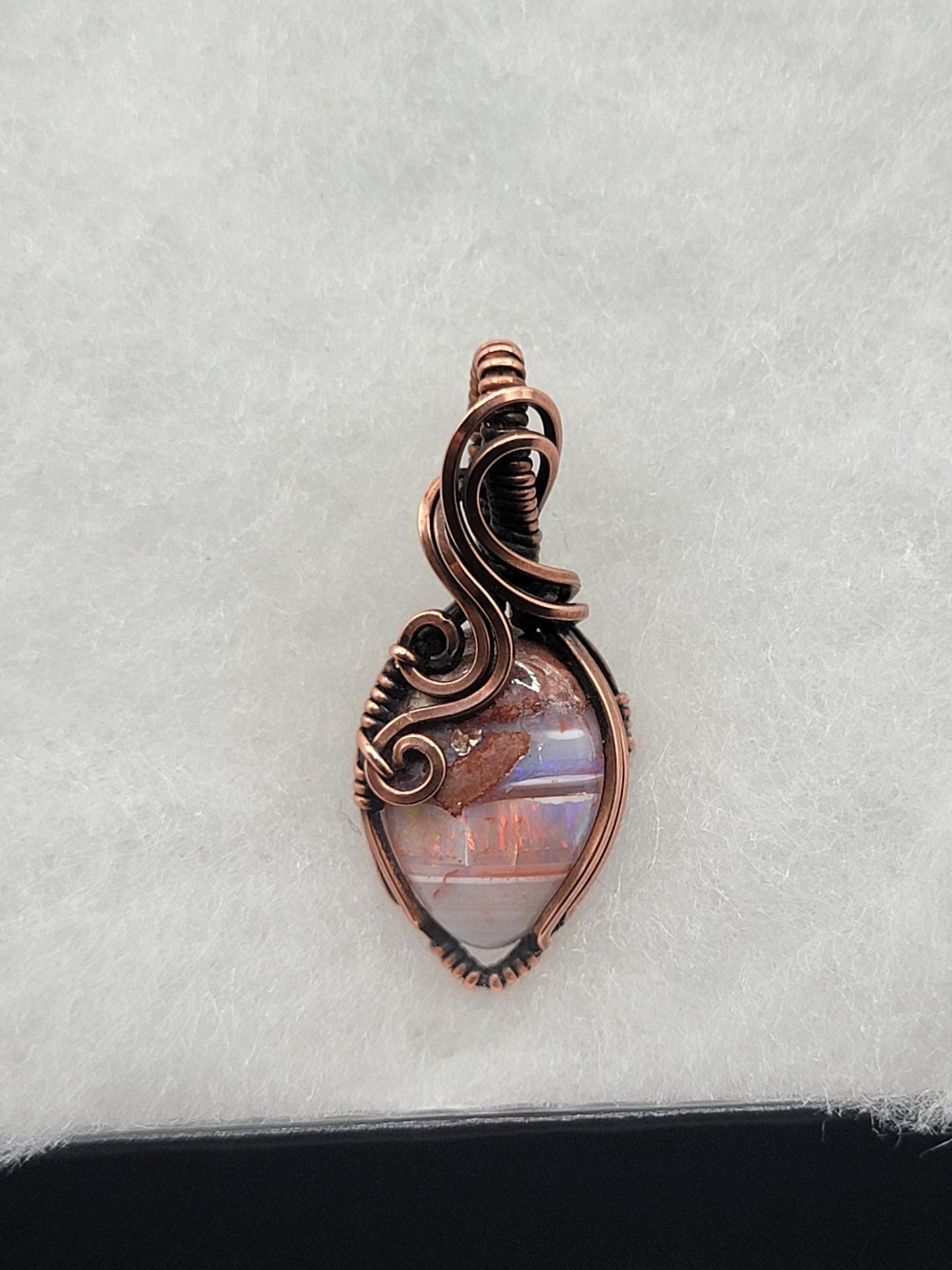 Mexican Fire Opal in Antiqued Copper