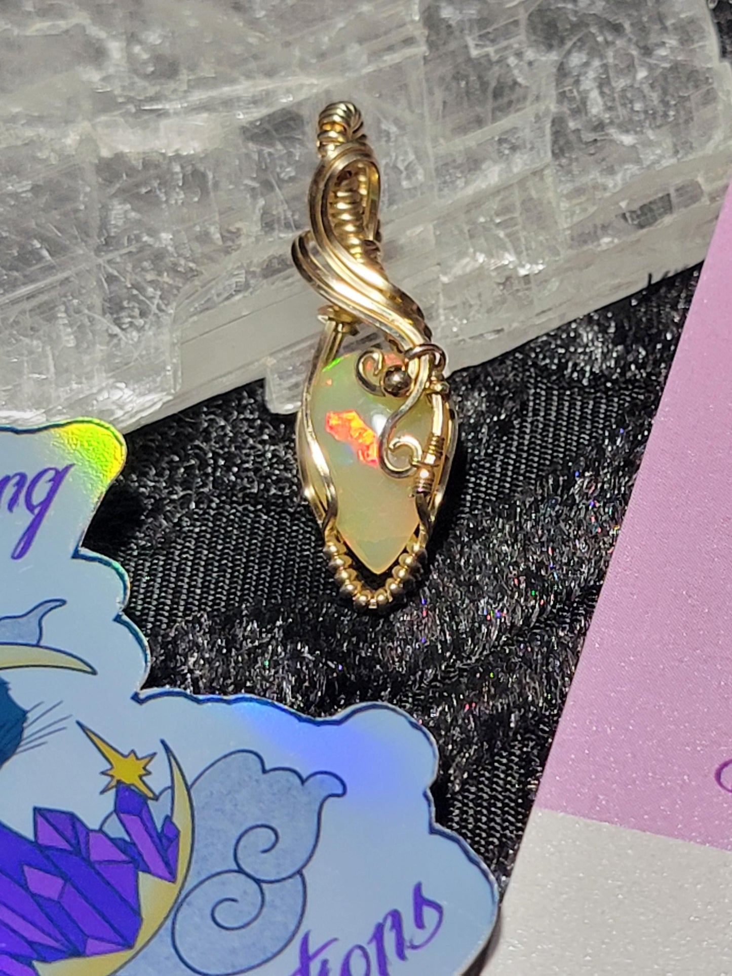 Natural Ethiopian Opal w/ Quarry Inlay in 14k Gold Filled