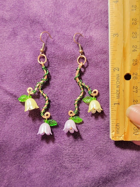 Dangly Acrylic Lily of the Valley Earrings on Copper Wire