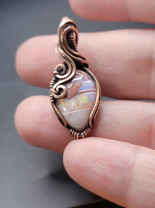 Mexican Fire Opal in Antiqued Copper