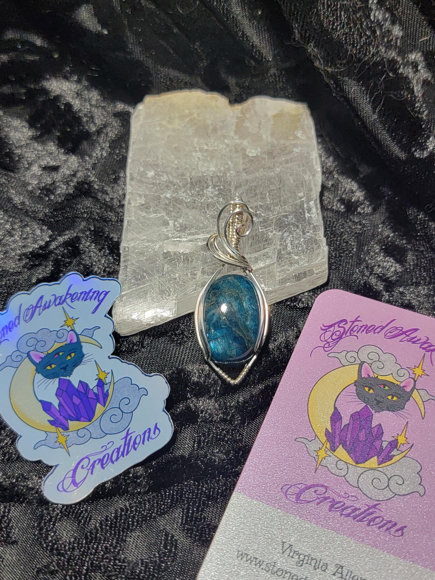 Blue Apatite in Sterling Silver Pendant