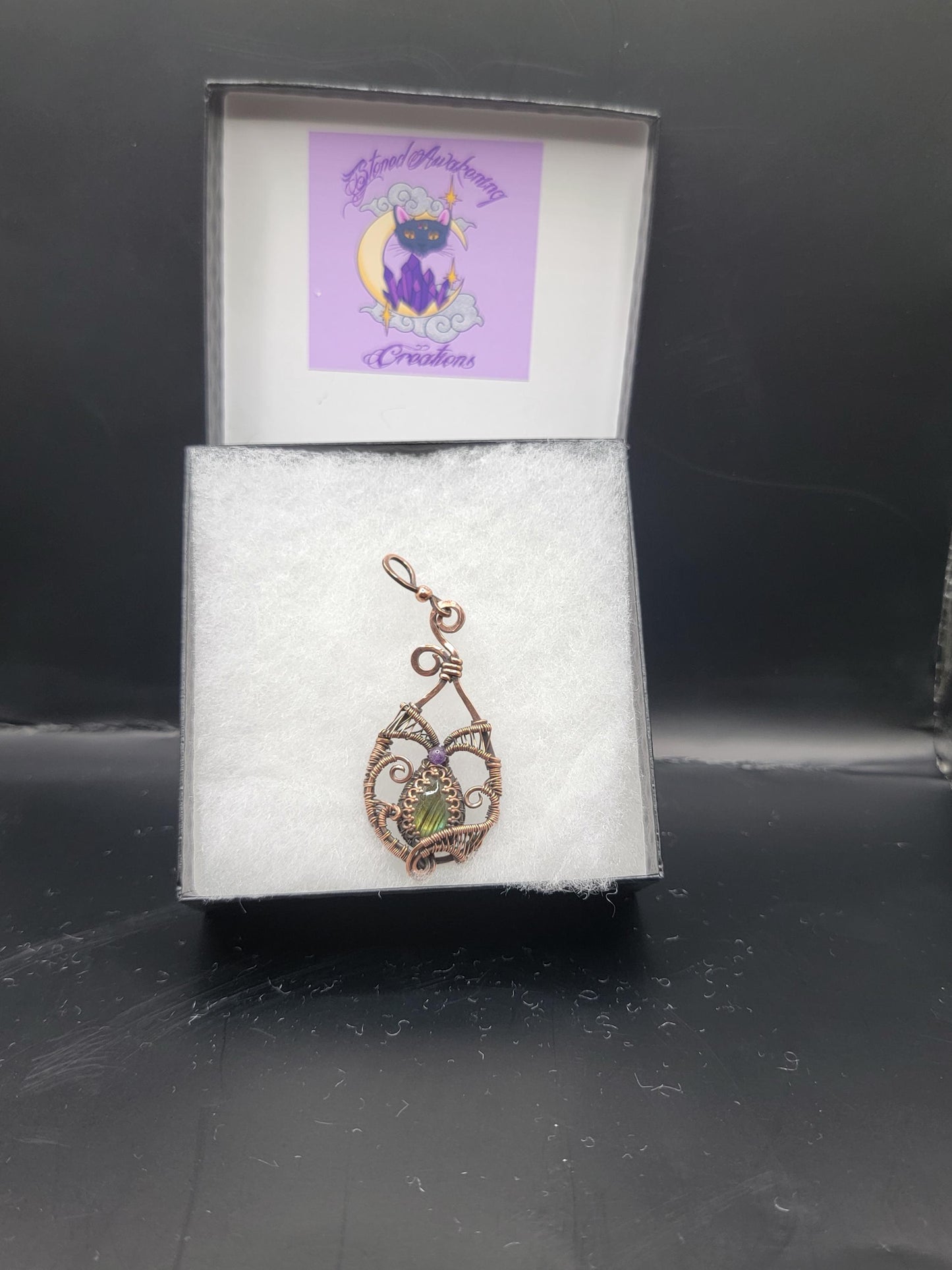 Labradorite w/ Amethyst in Antiqued Copper