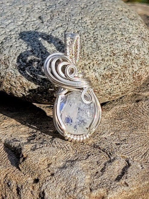 Dainty Rainbow Moonstone in .925 Sterling Silver