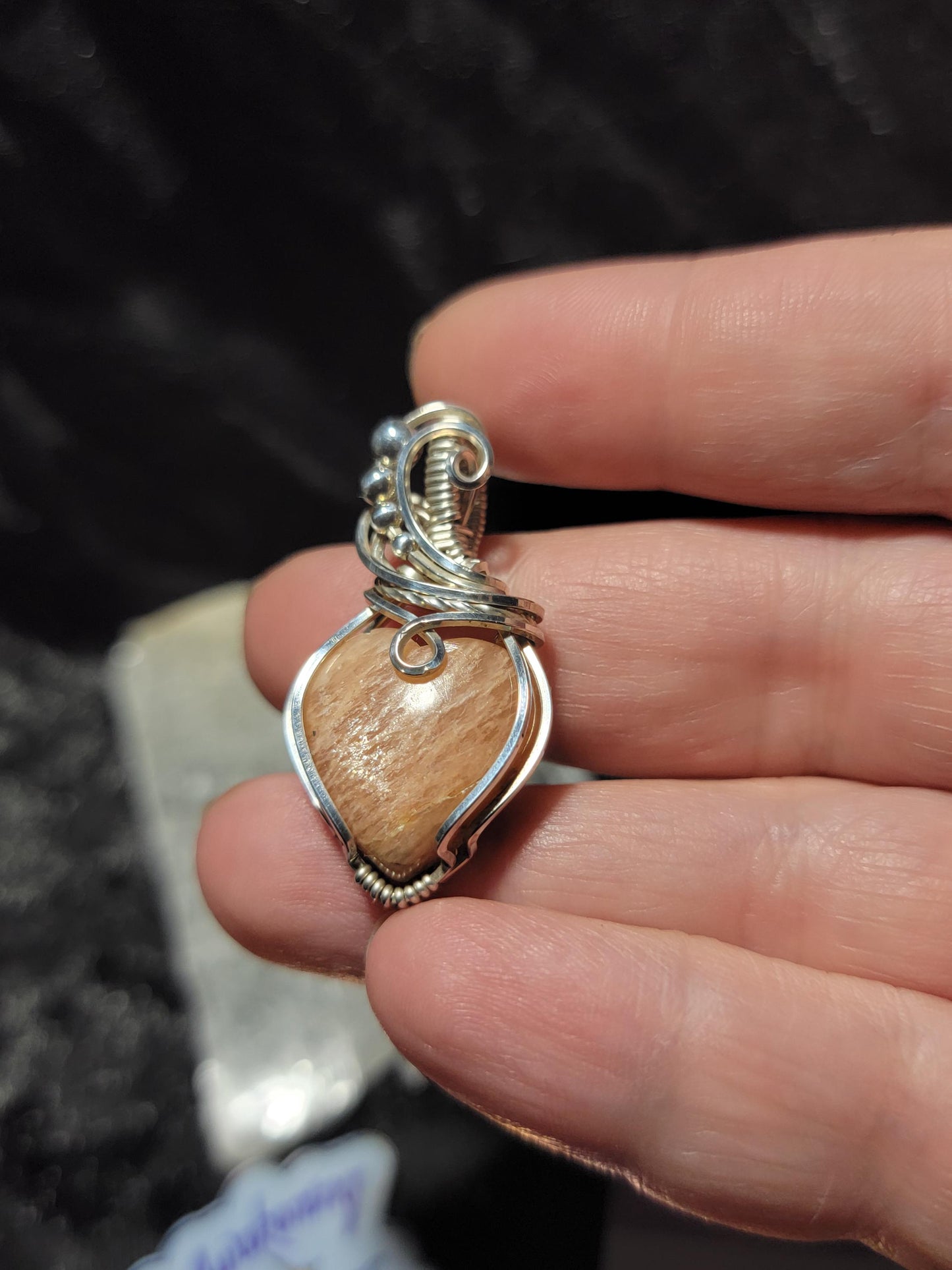 Peach Moonstone Heart in Sterling Silver