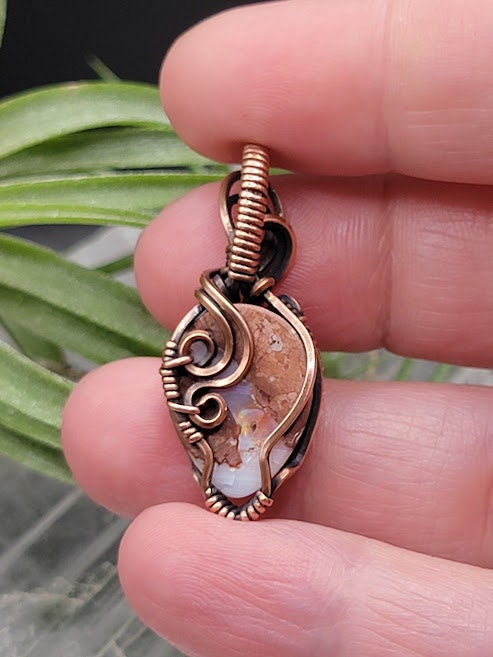 Mexican Fire Opal in Antiqued Copper