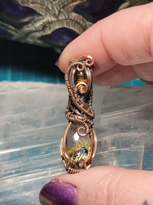 Golden Starburst Rutile Quartz w/ Citrine in Antiqued Copper