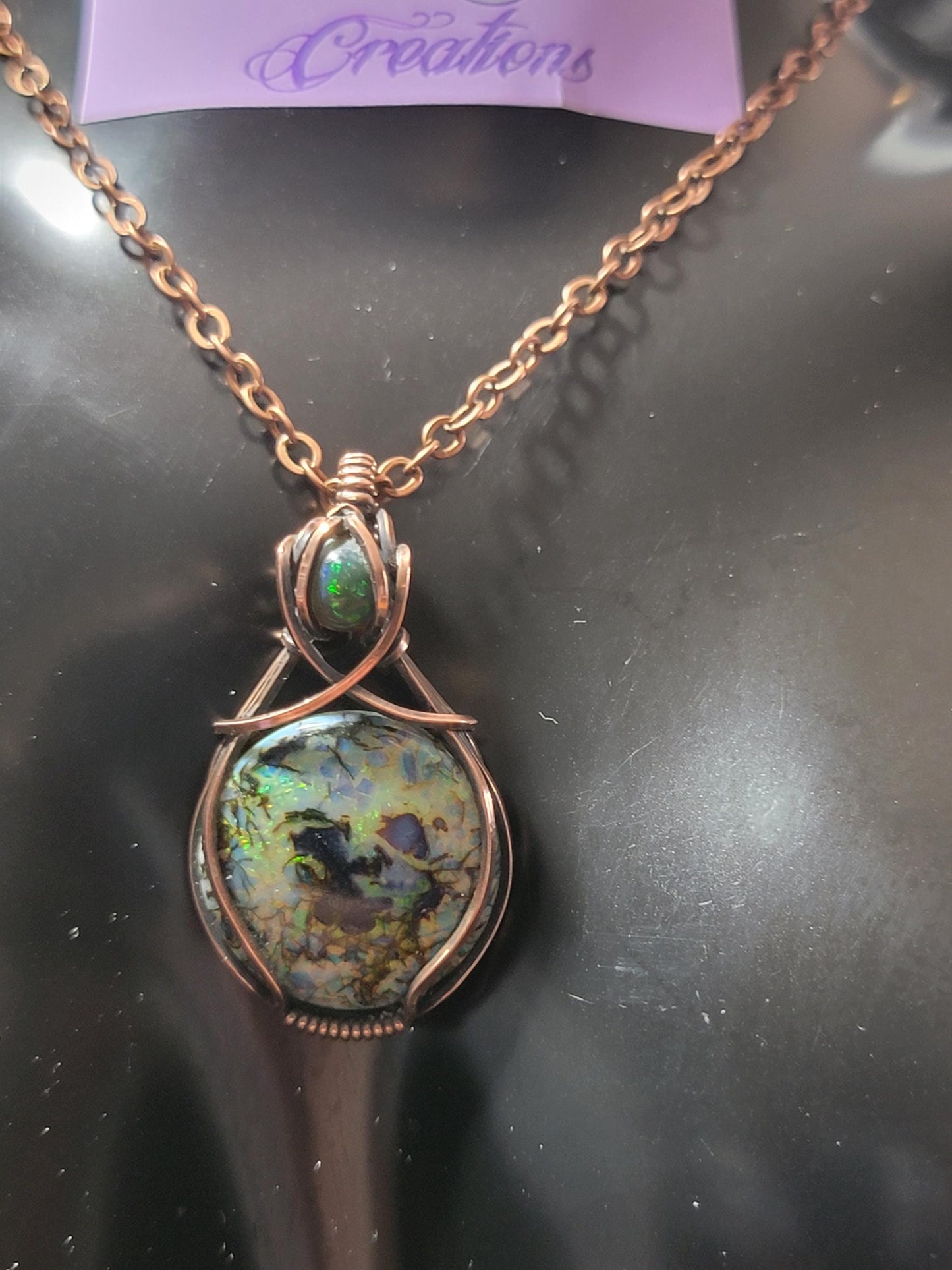 Sterling Opal w/ Black Ethiopian Opal in Antiqued Copper