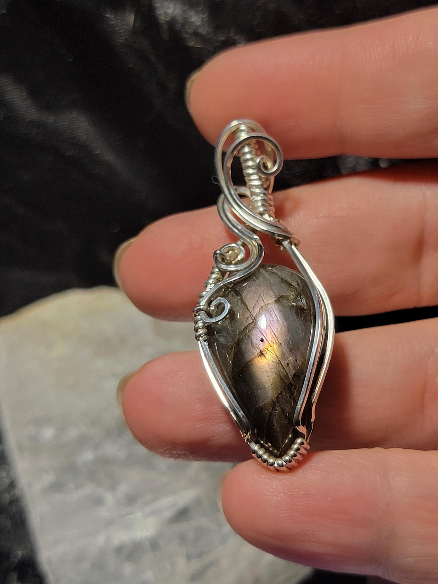 Purple Flash Labradorite in Sterling Silver