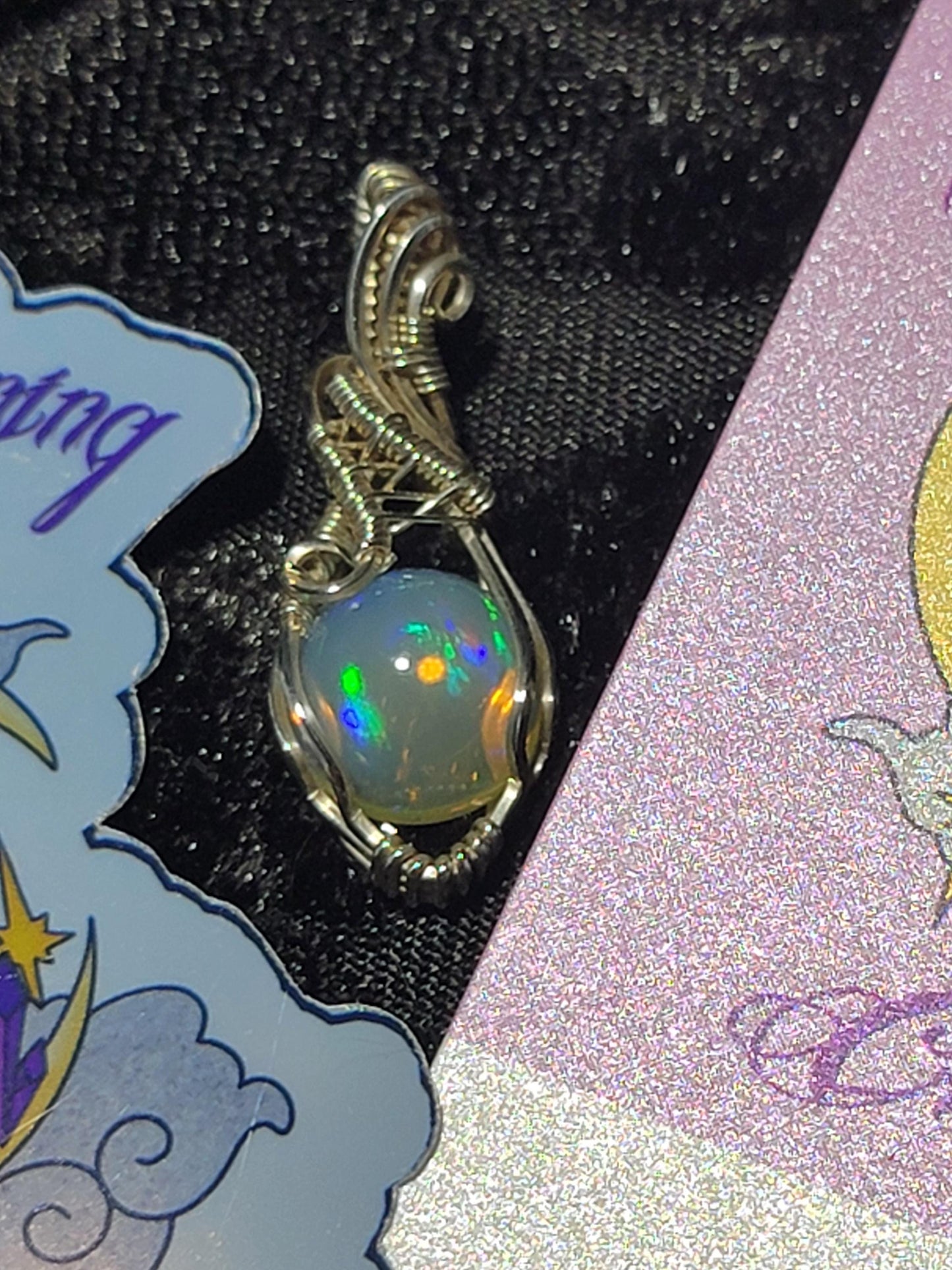 Natural Ethiopian Opal in Sterling Silver Pendant