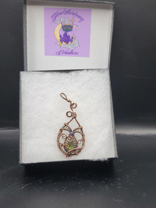 Labradorite w/ Amethyst in Antiqued Copper