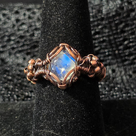 Moonstone in Antiqued Copper Size 9 Ring