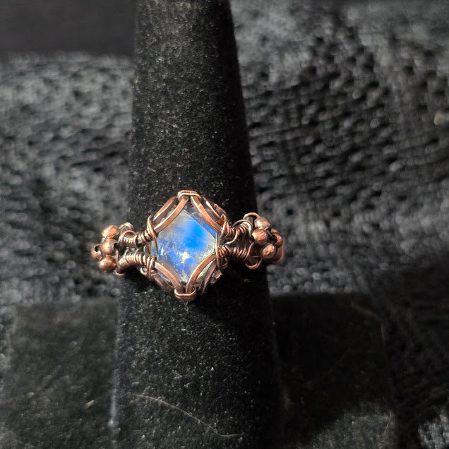 Moonstone in Antiqued Copper Size 9 Ring