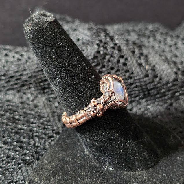 Moonstone in Antiqued Copper Size 9 Ring