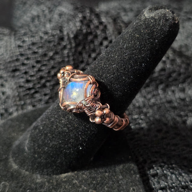 Moonstone in Antiqued Copper Size 9 Ring