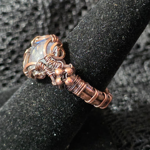 Moonstone in Antiqued Copper Size 9 Ring