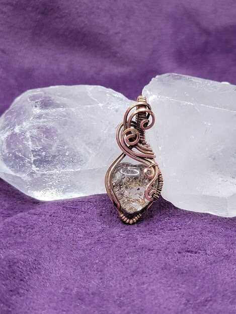 Garden Quartz Heart in Antiqued Copper