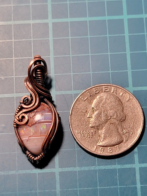 Mexican Fire Opal in Antiqued Copper