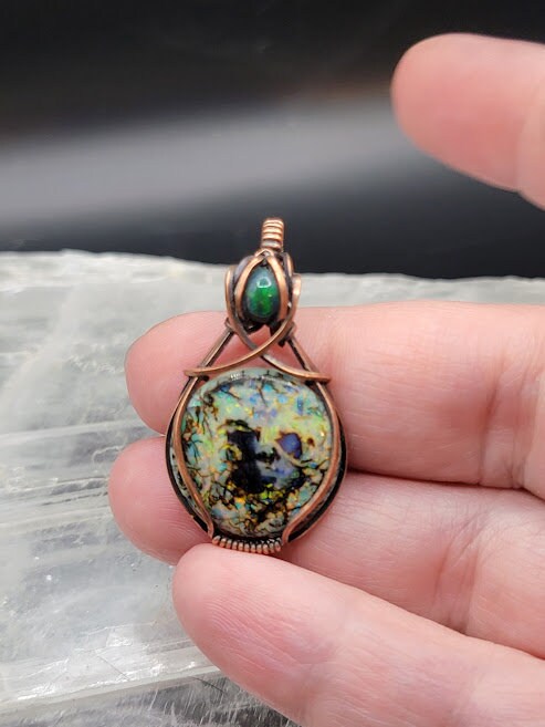 Sterling Opal w/ Black Ethiopian Opal in Antiqued Copper
