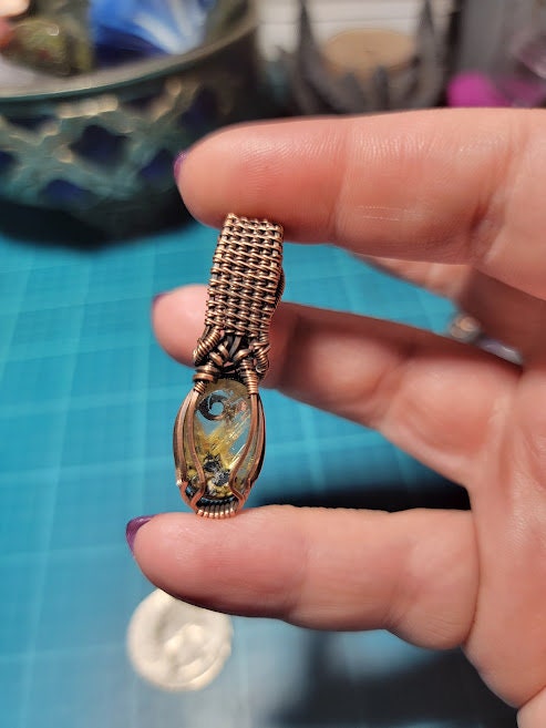 Golden Starburst Rutile Quartz w/ Citrine in Antiqued Copper