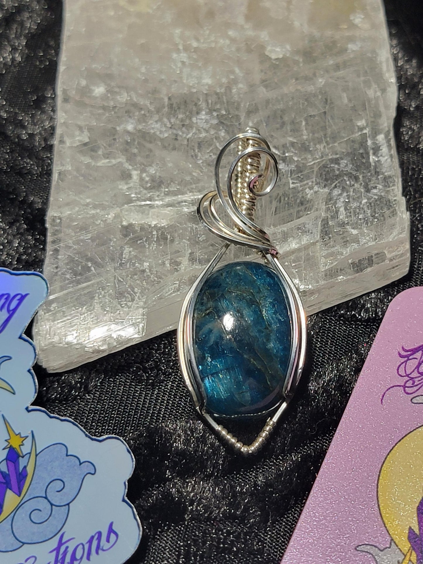 Blue Apatite in Sterling Silver Pendant