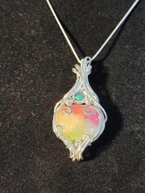 Rainbow Dyed Solar Quartz w/ Smoked Ethiopian Opal in Sterling Silver
