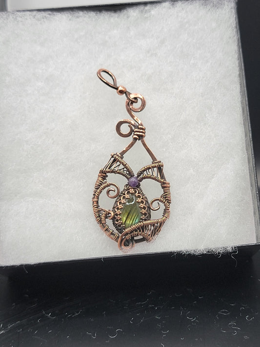 Labradorite w/ Amethyst in Antiqued Copper