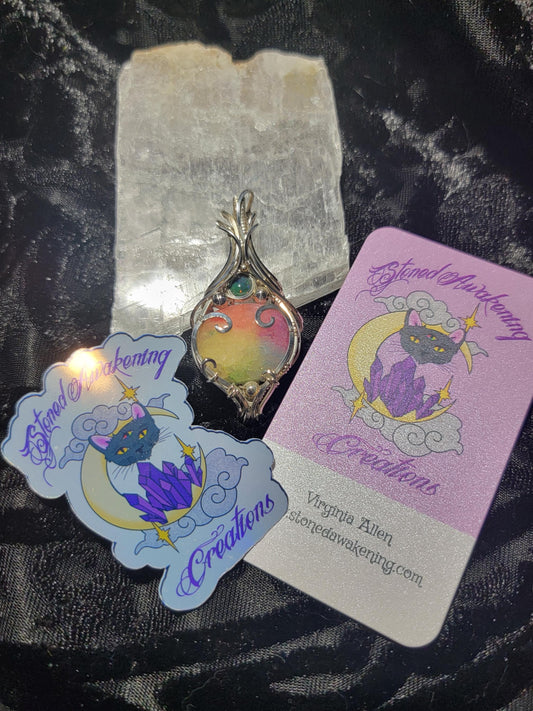 Rainbow Dyed Solar Quartz w/ Smoked Ethiopian Opal in Sterling Silver