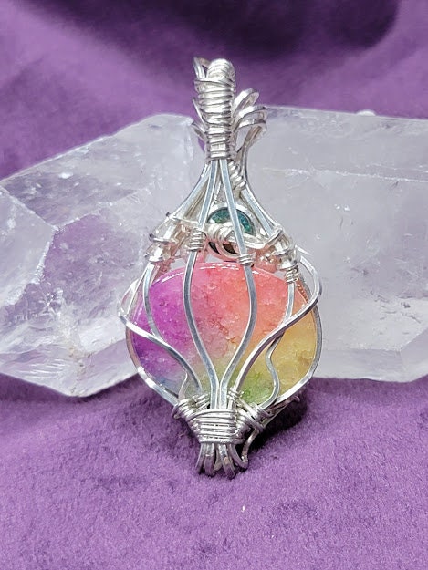 Rainbow Dyed Solar Quartz w/ Smoked Ethiopian Opal in Sterling Silver