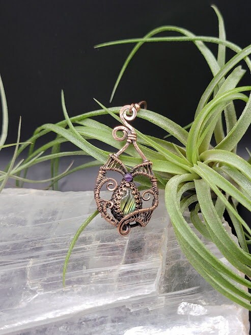 Labradorite w/ Amethyst in Antiqued Copper