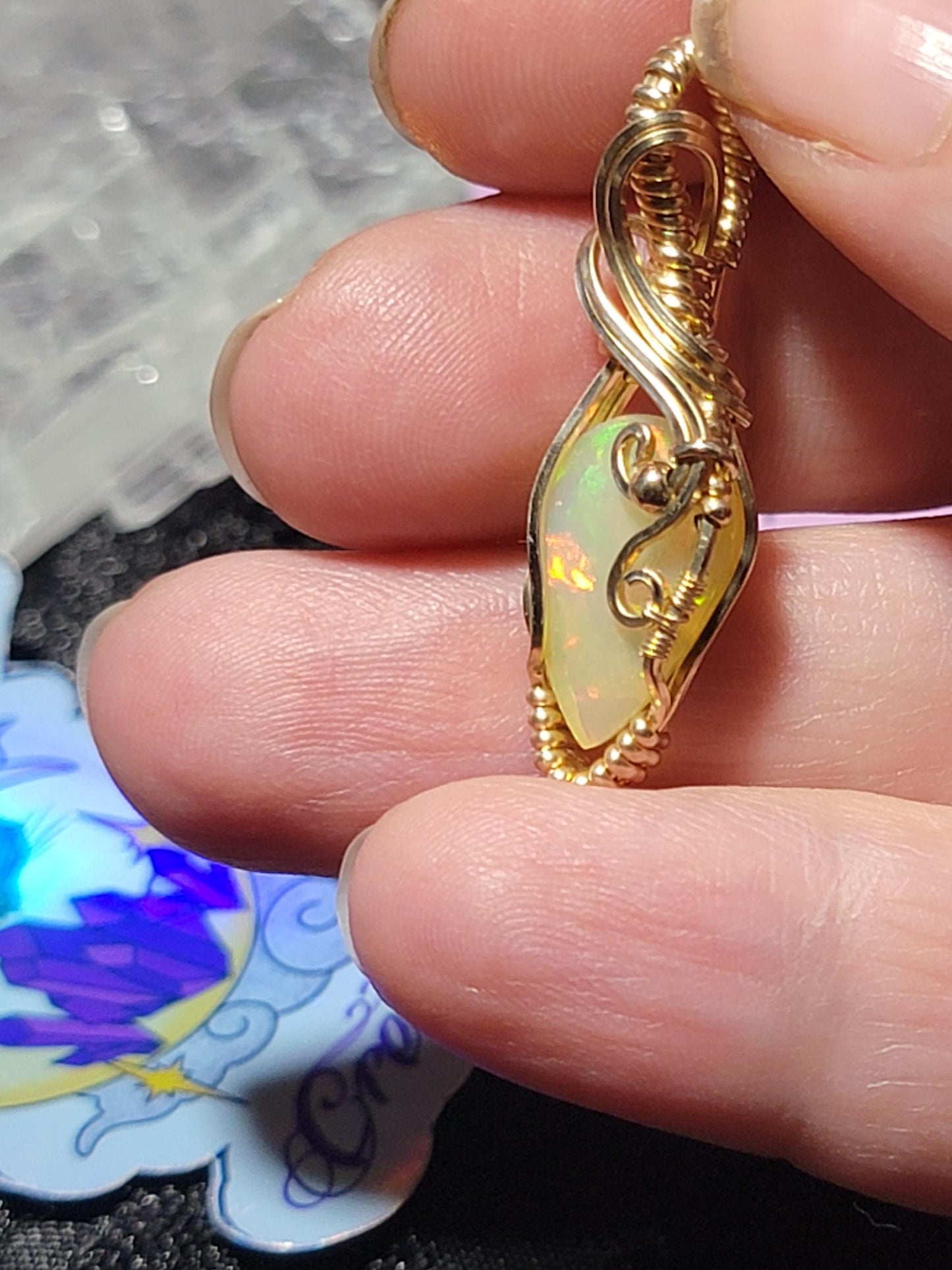 Natural Ethiopian Opal w/ Quarry Inlay in 14k Gold Filled
