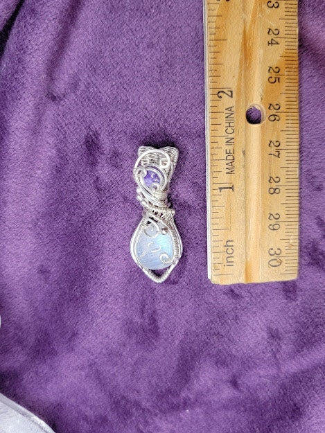 Rainbow Moonstone w/ Charoite in Sterling Silver
