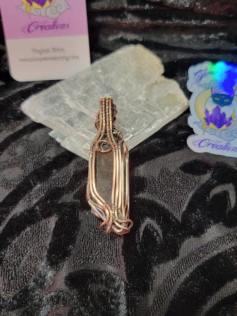 Divine Intuition Talisman - Raw Smoky Quartz Point w/ Genuine Rough Moldavite Chunk & Smooth Amethyst in Antiqued Copper Pendant