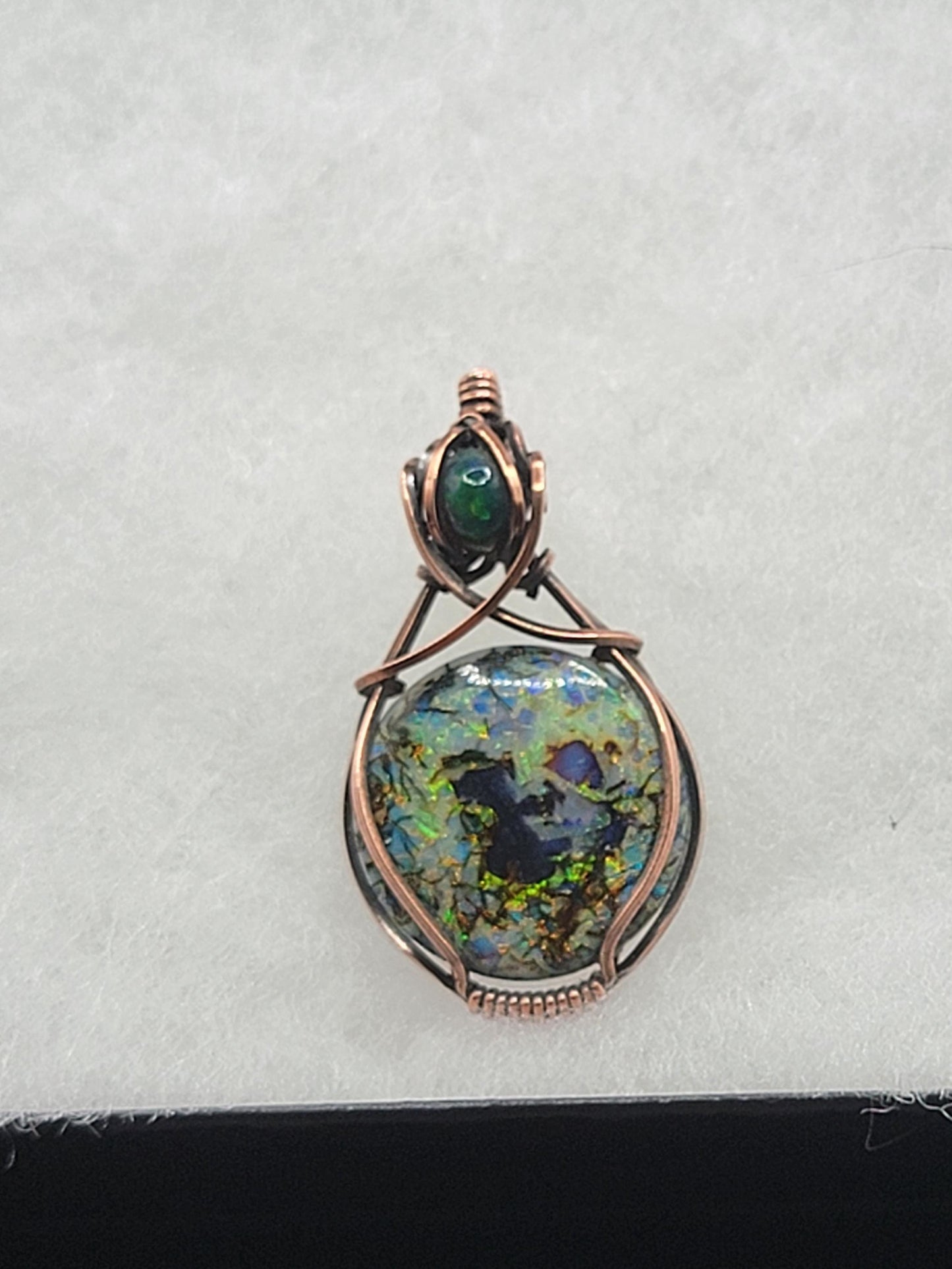 Sterling Opal w/ Black Ethiopian Opal in Antiqued Copper